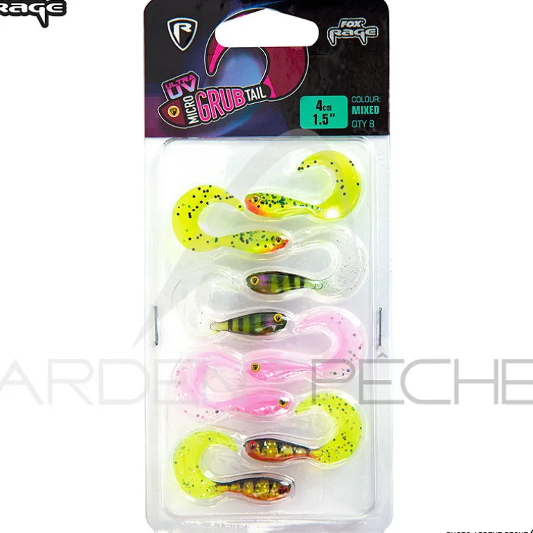 Leurre souple FOX RAGE Micro grub tail UV mixed colour pack