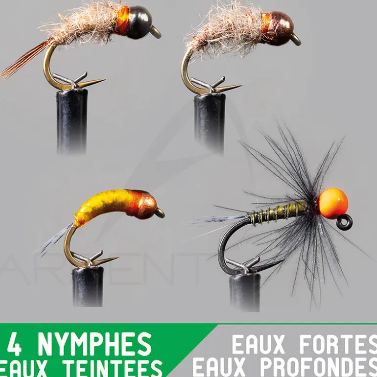 Montage nymphe GARBOLINO Eaux fortes profondes / eaux teintées Set x4