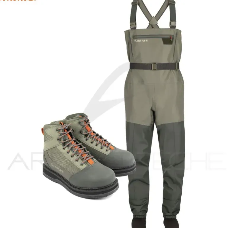 Pack waders SIMMS Tributary Basalt + chaussures caoutchouc