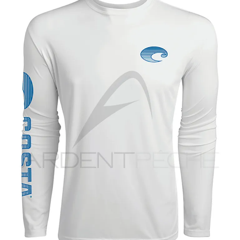 T Shirt à manches longues COSTA DEL MAR Technical crew white