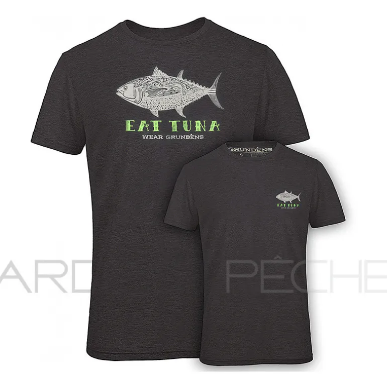 T Shirt GRUNDENS Eat tuna heather charcoal