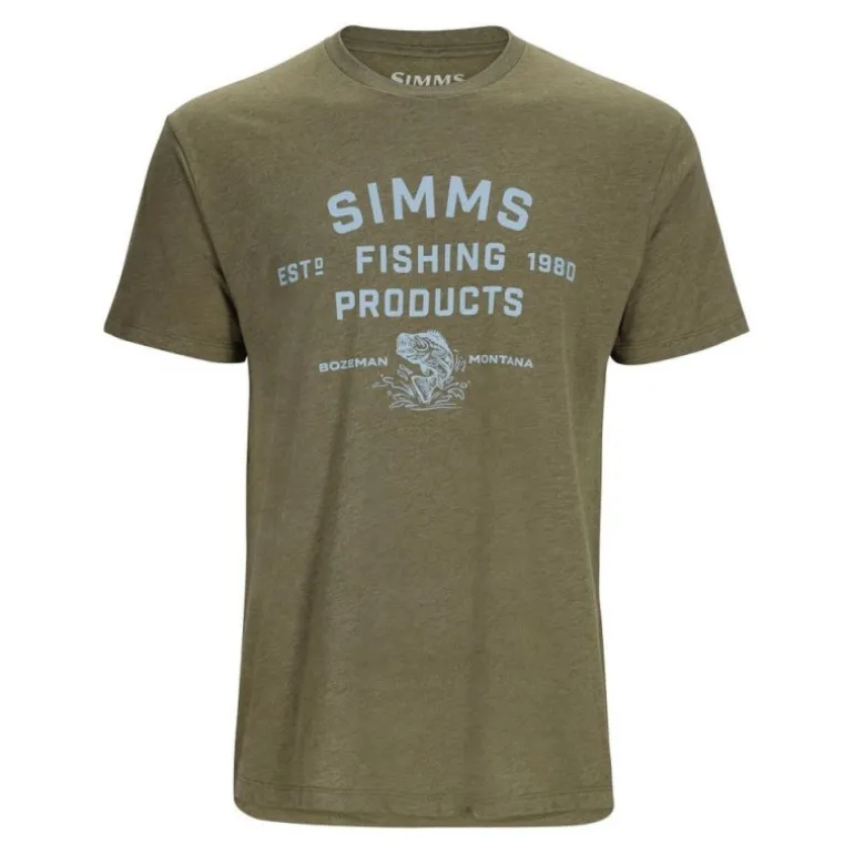 Tee shirt SIMMS Stacked Logo Bass T-Shirt Military Heather