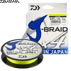 Tresse DAIWA J Braid X4 jaune 135m