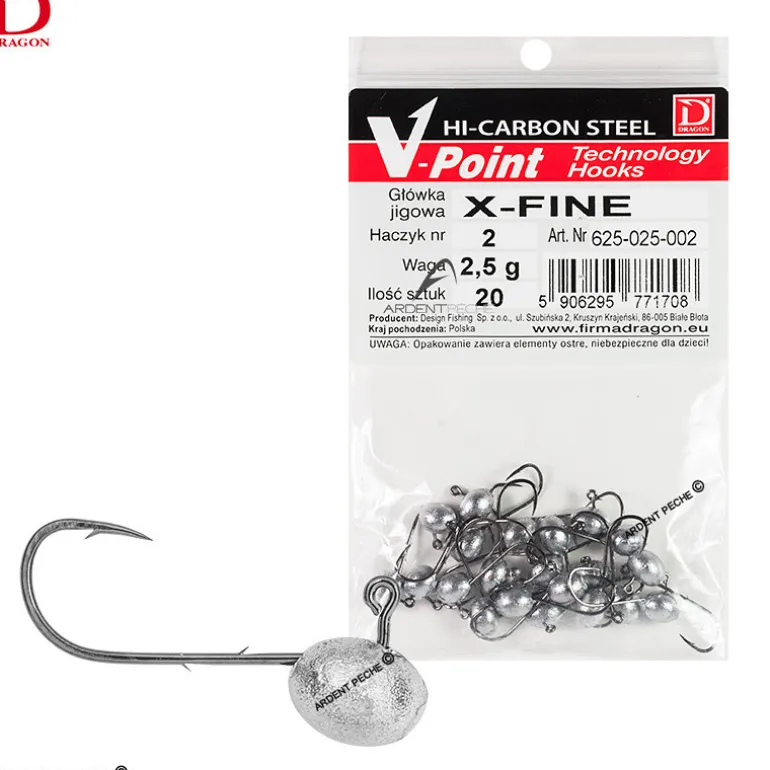 Tête plombée DRAGON V-Point X Fine x20