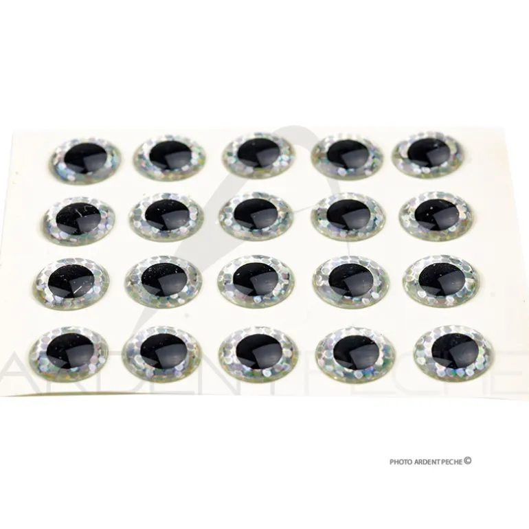 Yeux 3D adhésifs argent